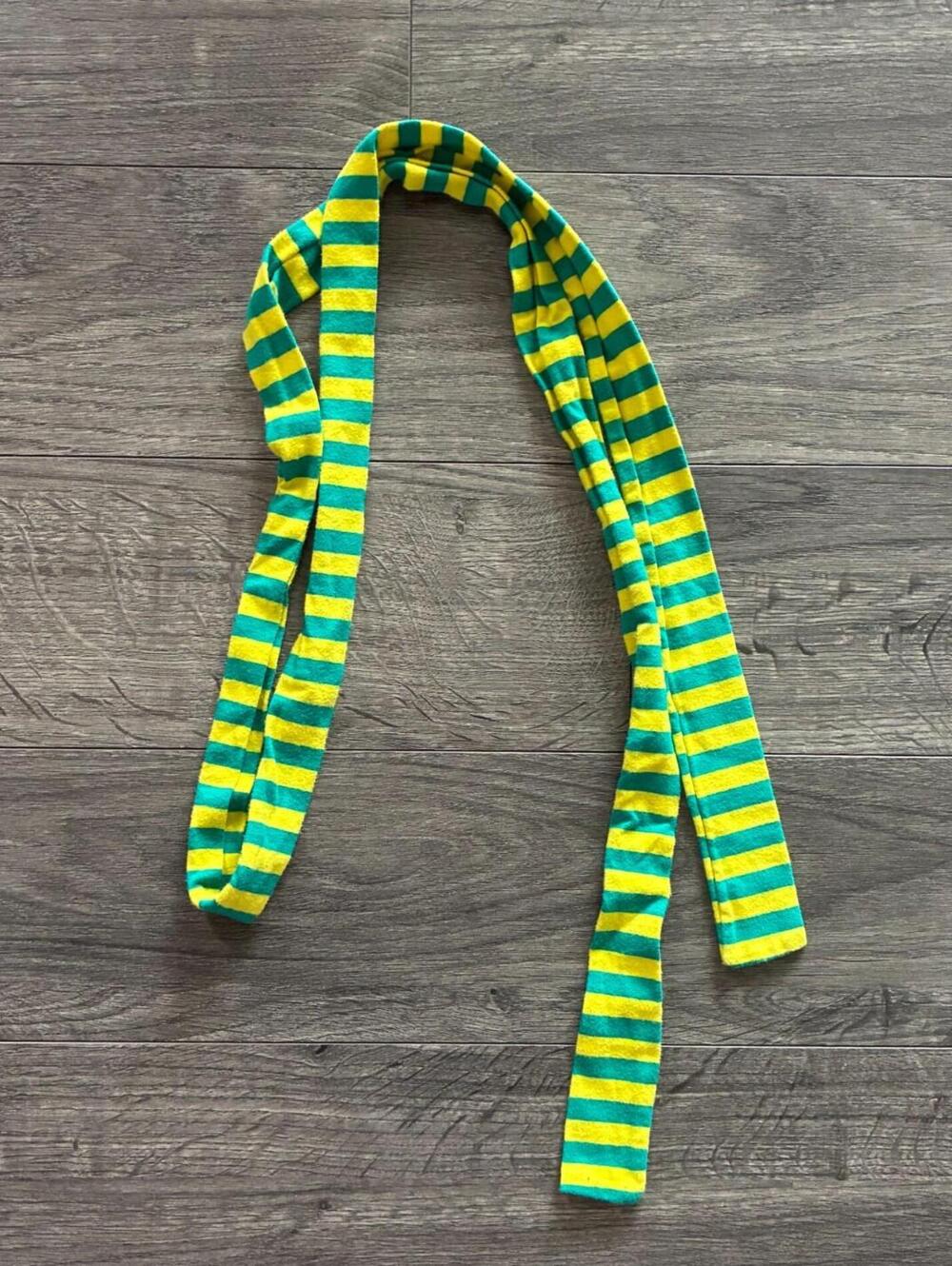 Striped yellow green long scarf